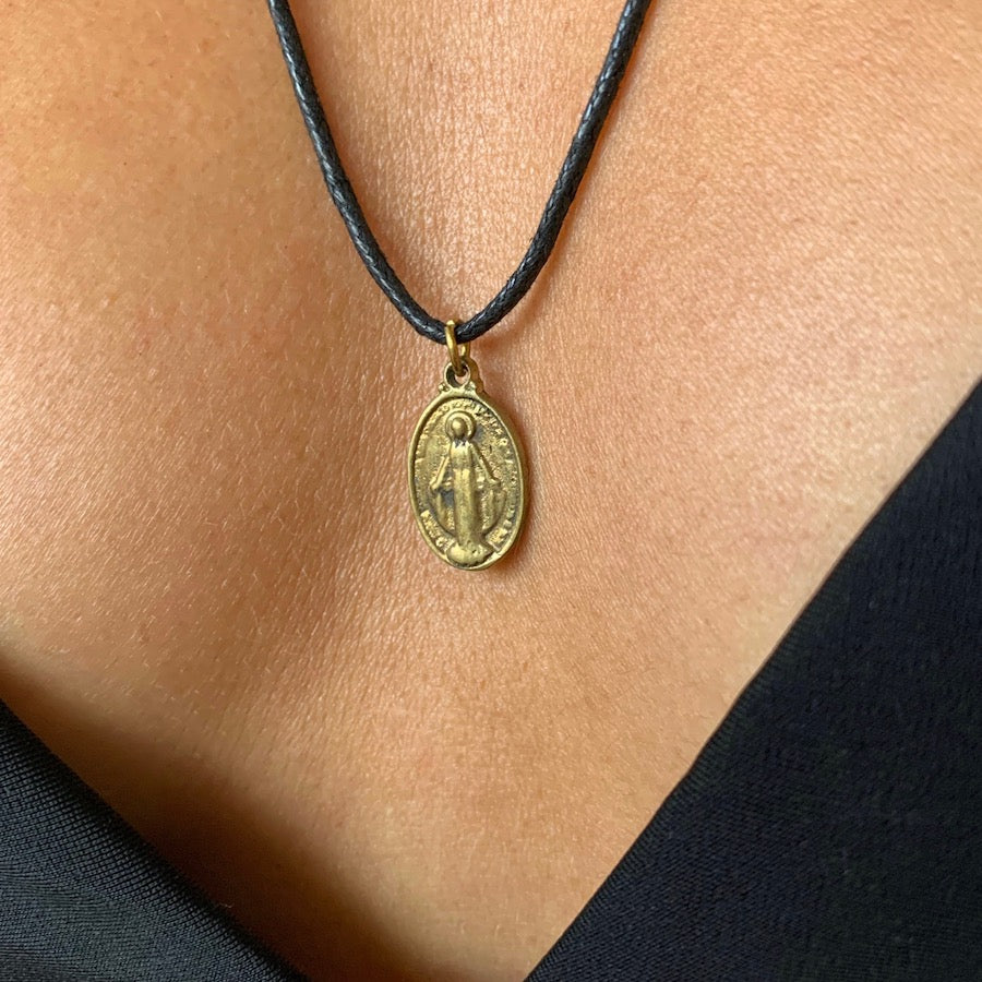 Mother Mary Pendant brass charm necklace