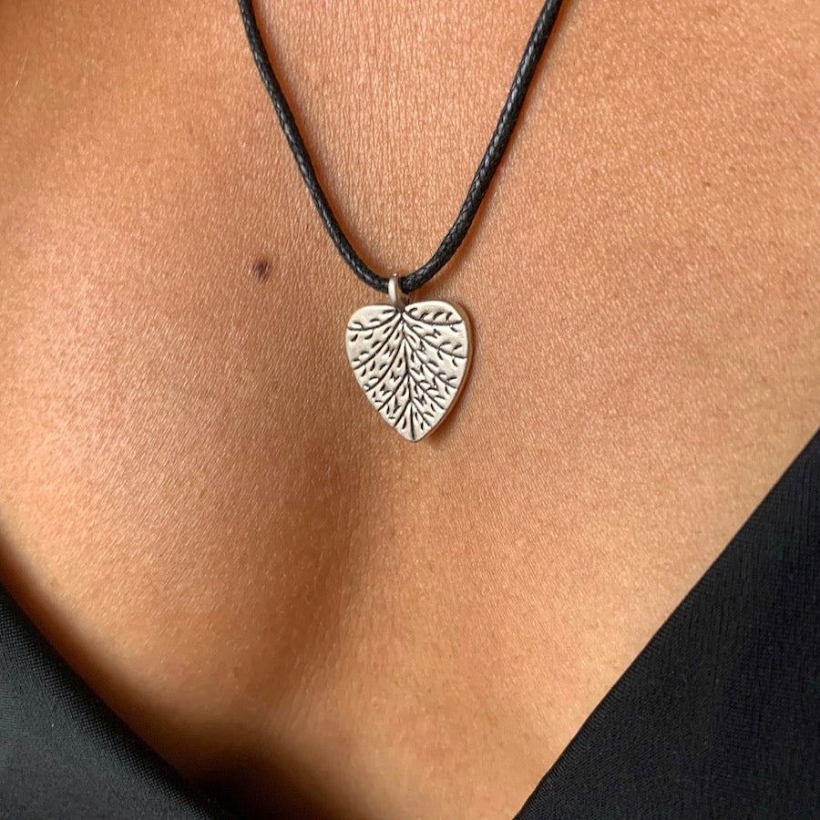 Bohdi Leaf Pendant silver charm necklace