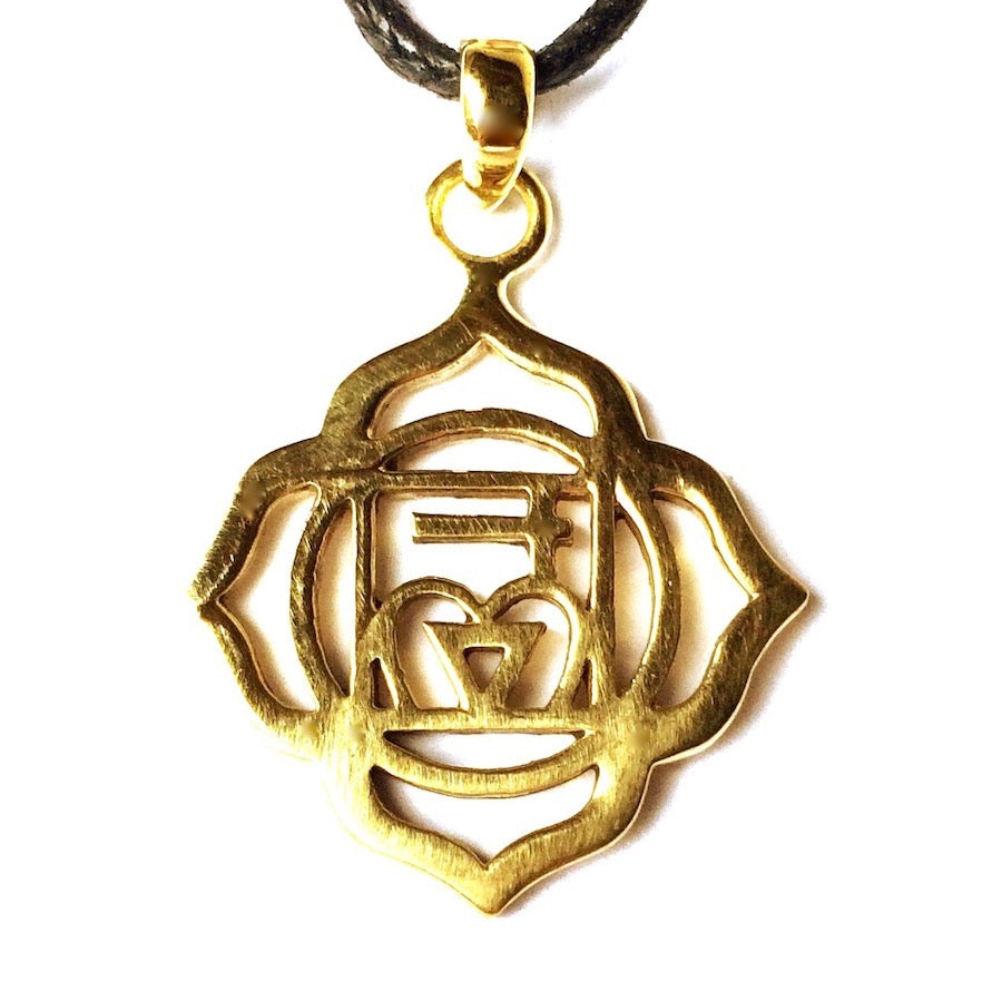 Root Chakra Symbol Yoga Necklace Brass Pendant