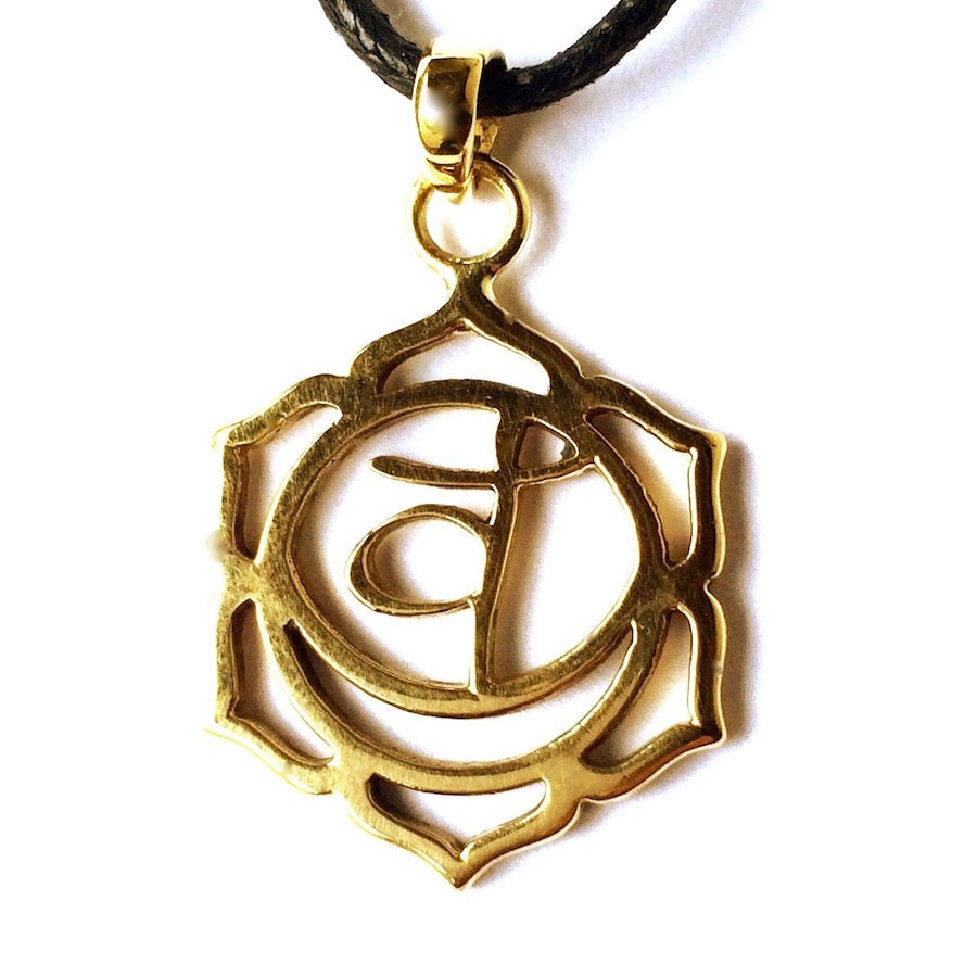 Sacral Kundalini Chakra Symbol Yoga Necklace Brass Pendant