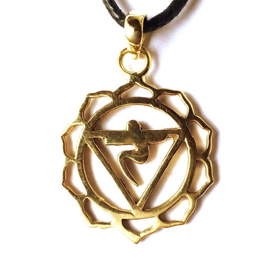Solar Plexus Chakra Symbol Yoga Necklace Brass Pendant