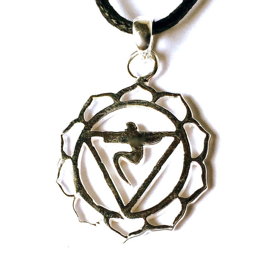 Solar Plexus Chakra Symbol Yoga Necklace Silver Pendant