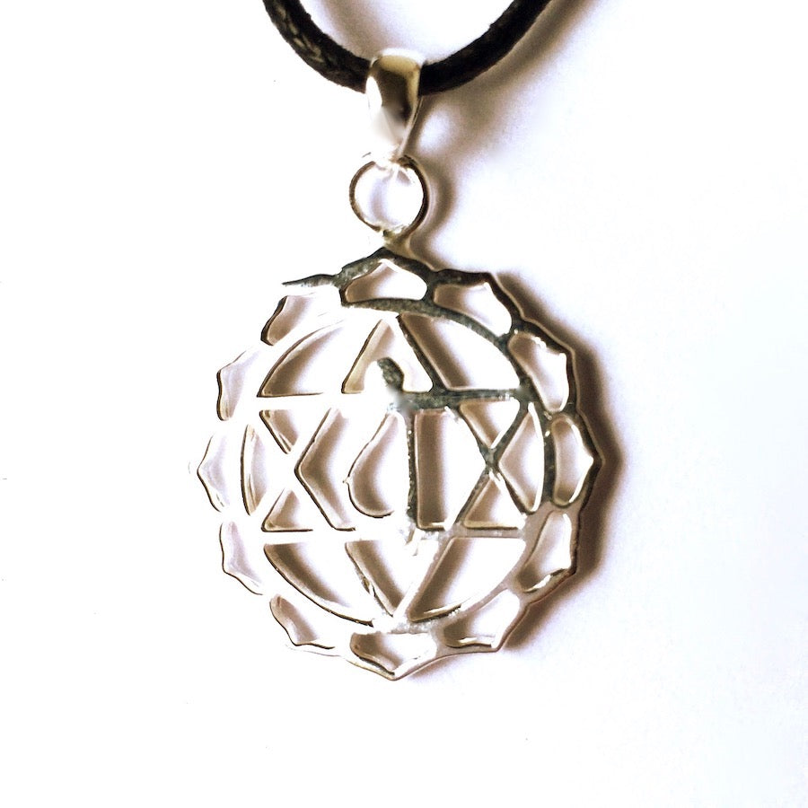 Heart Chakra Symbol Yoga Necklace Silver Pendant