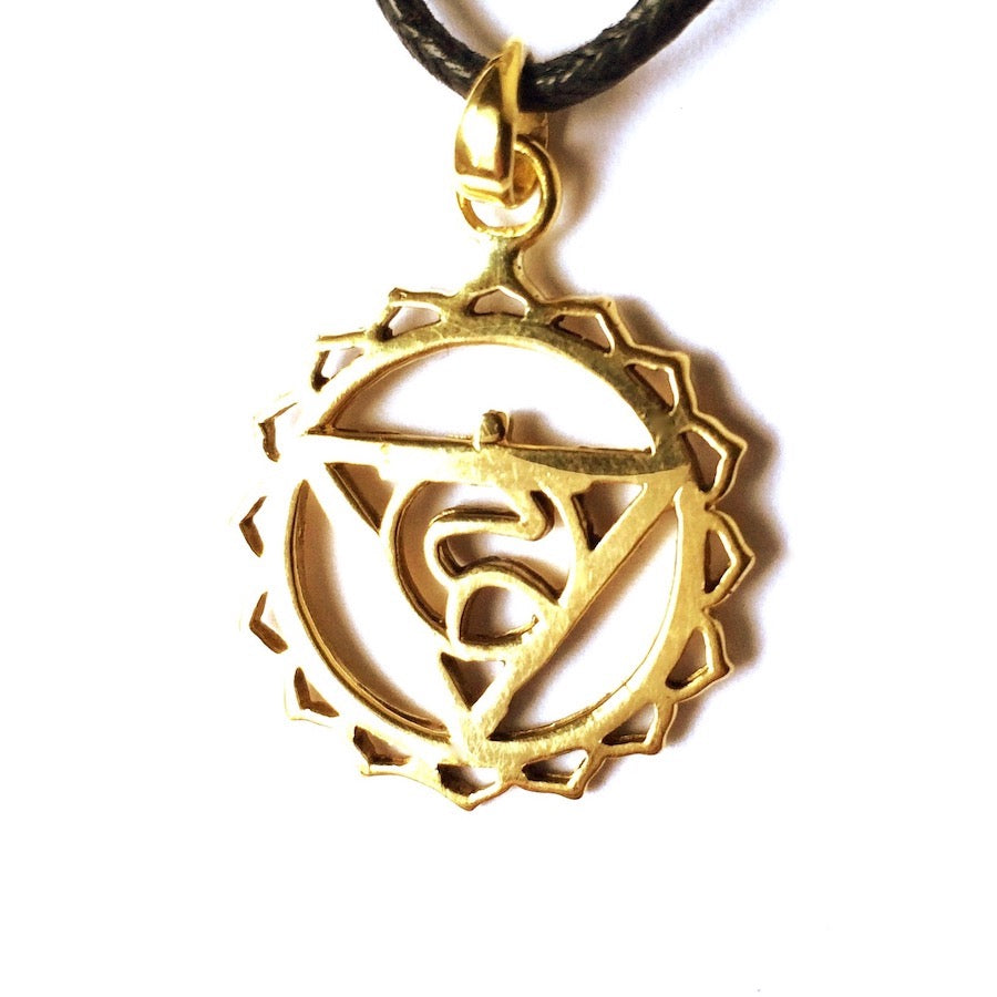 Throat Chakra Symbol Yoga Necklace Brass Pendant