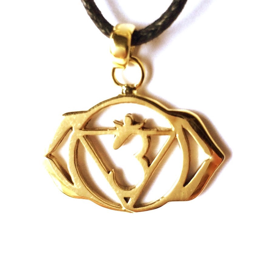 Third Eye Chakra Symbol Yoga Necklace Brass Pendant