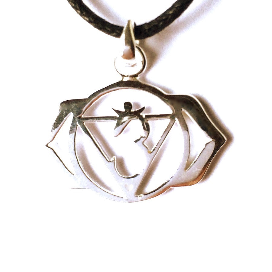 Third Eye Chakra Symbol Yoga Necklace Silver Pendant