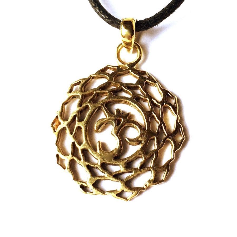 Crown Chakra Symbol Yoga Necklace Brass Pendant