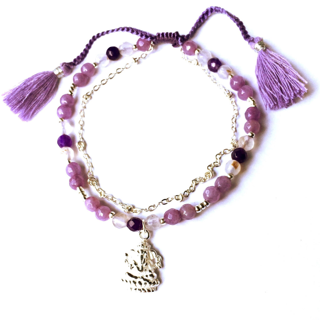 Ganesha charm yoga bracelet handmade healing gemstones spiritual jewellery