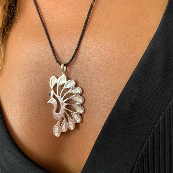 Peacock necklace Silver Pendant