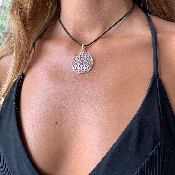 Flower Of Life Silver pendant sacred geometry necklace