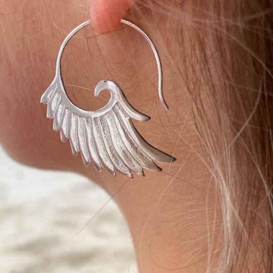 Tribal Angel Wings Silver Earrings