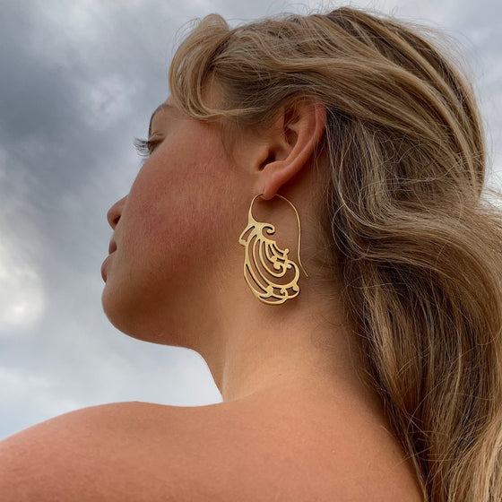 Ocean Wave brass earrings