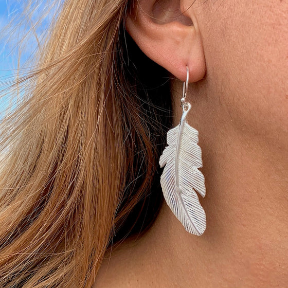 Eagle Feather Silver Earrings