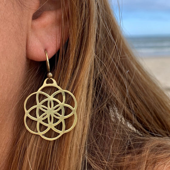 SEED OF LIFE Sacred Geometry Brass Earrings