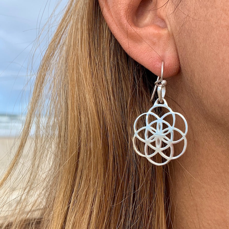 SEED OF LIFE Sacred Geometry Silver Earrings