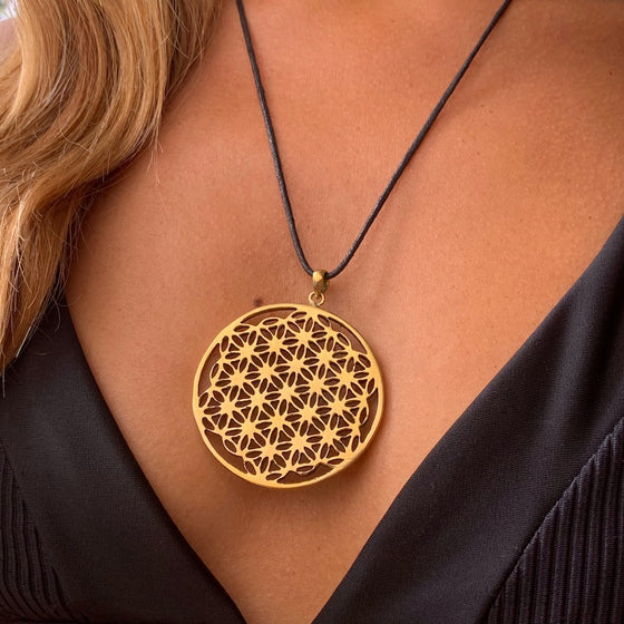 Flower Of Life Necklace large Sacred Geometry brass Pendant