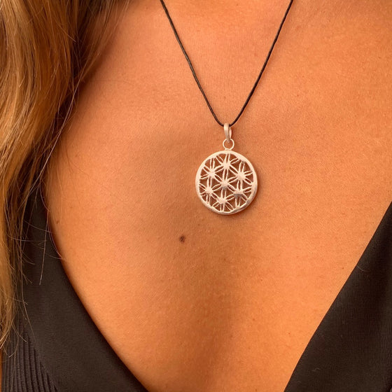 Flower of Life Necklace Silver Sacred Geometry Pendant