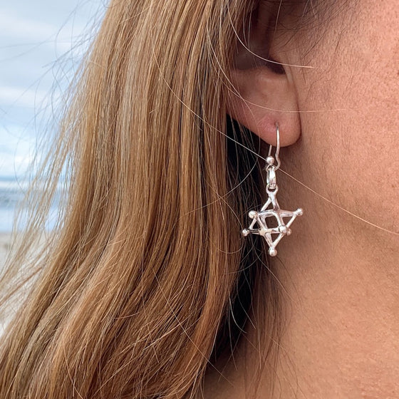 MERKABA Sacred Geometry Silver Earrings
