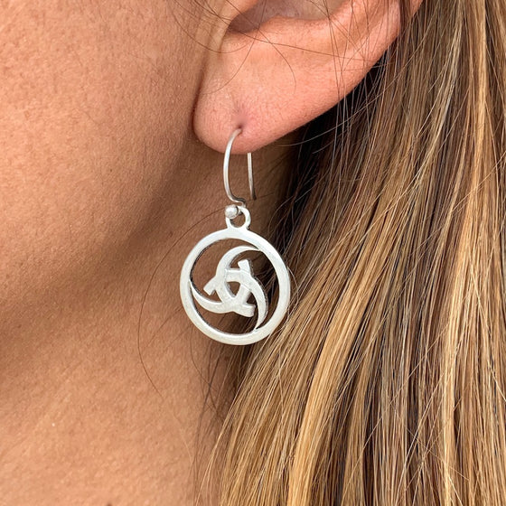 Odins Horn Circle silver Celtic earrings