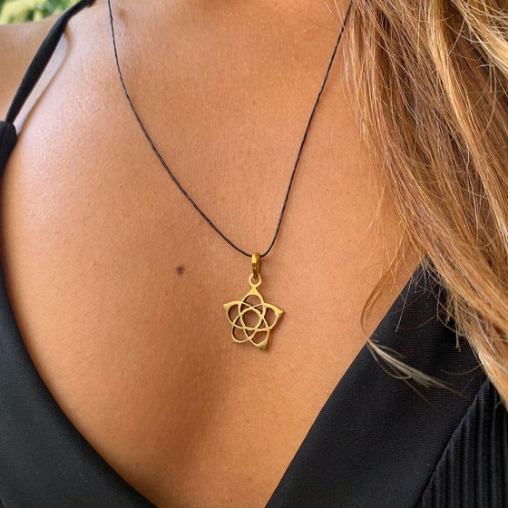 Flower Pentagram Necklace Silver Pendant