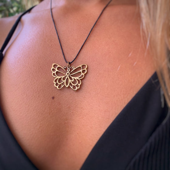 Butterfly Necklace Brass Pendant
