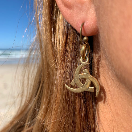 Odins Horn brass Celtic earrings