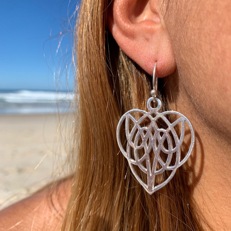 TRIBAL CELTIC HEART silver earrings