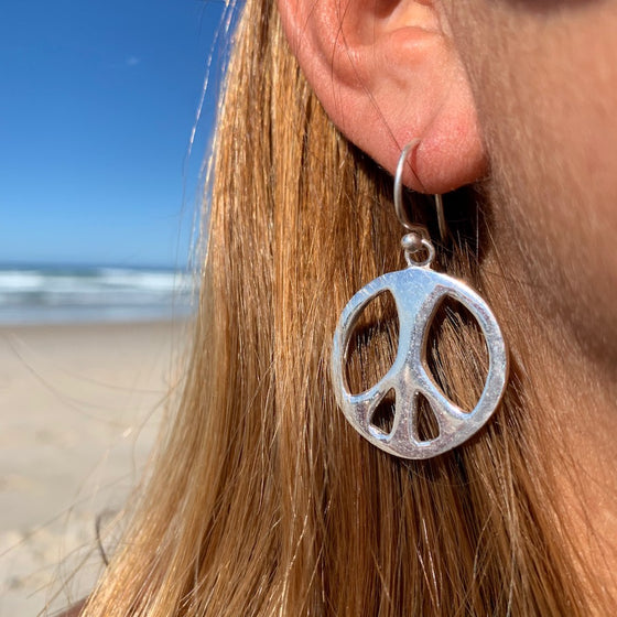 PEACE symbol Silver Earrings