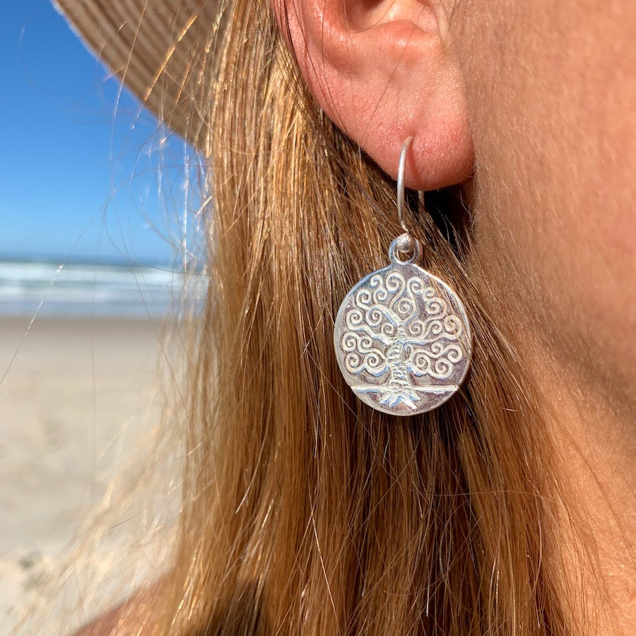 CURLY TREE OF LIFE Silver Earrings