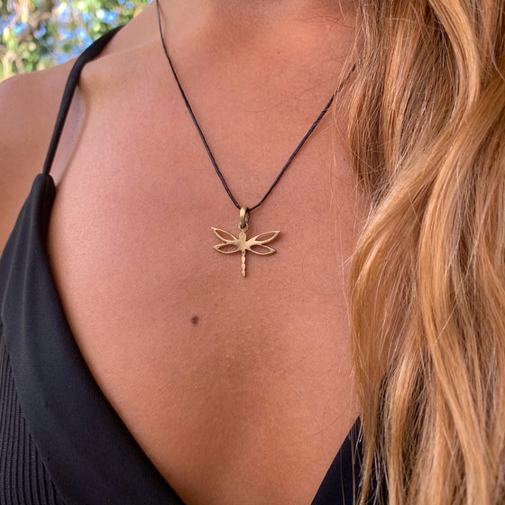 Dragonfly Necklace stylized Brass Pendant