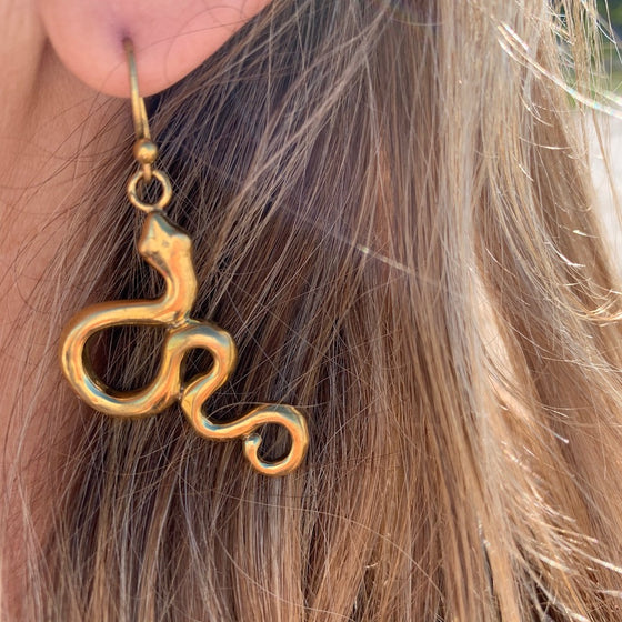 Snake brass earrings
