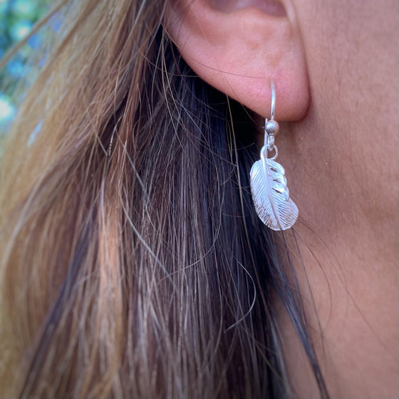 Eagle Feather Silver Earrings small