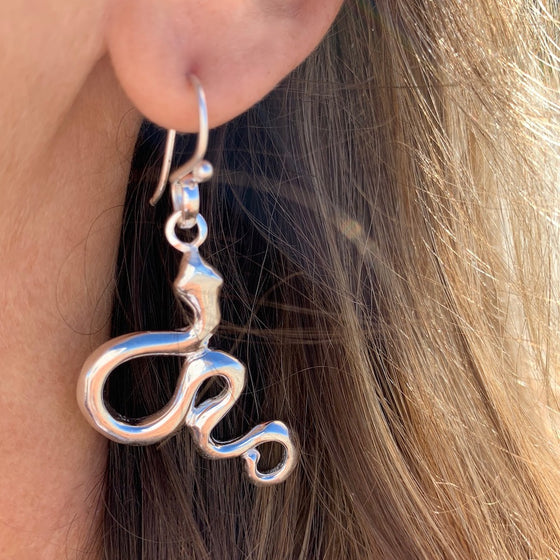Snake silver earrings