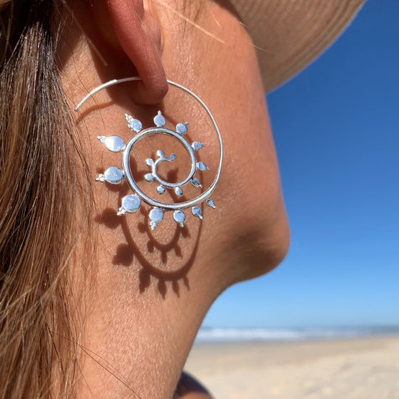 Spiral Crop Circle silver earrings