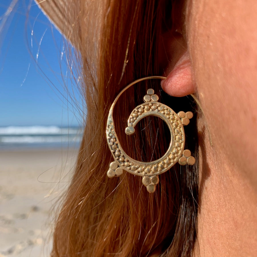 TRIBAL SPIRAL Brass earrings