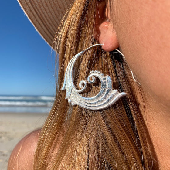 Spiral Wave silver earrings