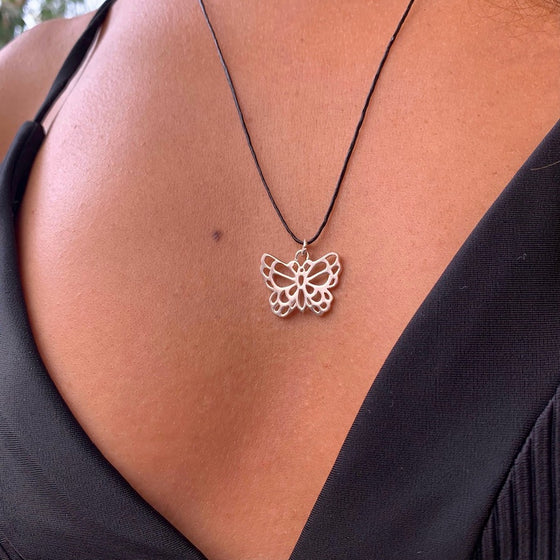 Butterfly Necklace stylized silver Pendant