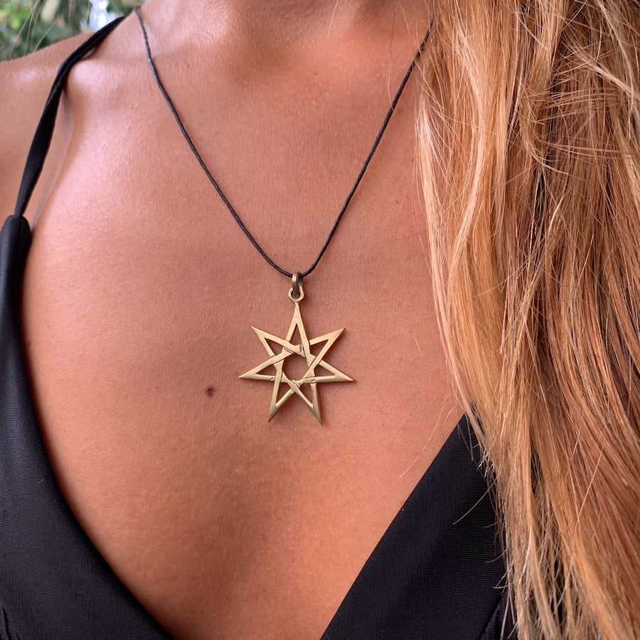 Fairy Star Septagram brass pendant necklace