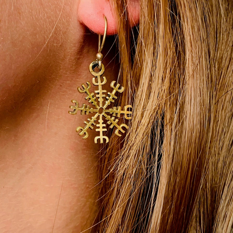 Rune of Protection brass earrings