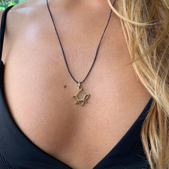 Lotus Brass Pendant yoga necklace