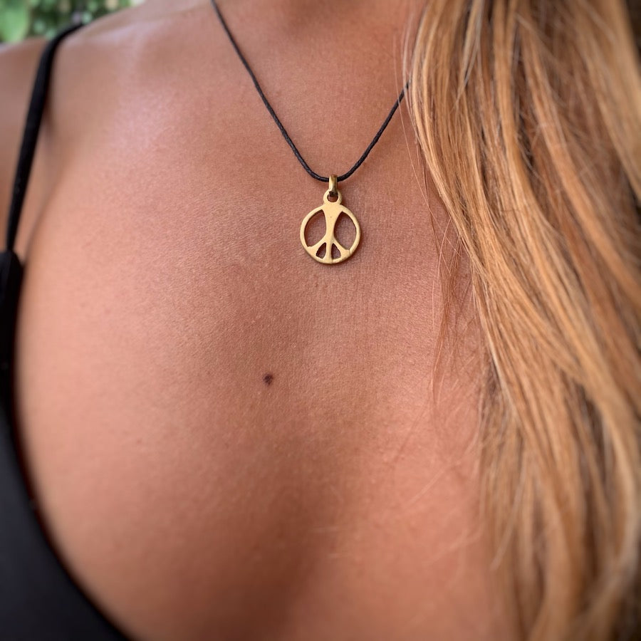 Peace Symbol brass Pendant Necklace