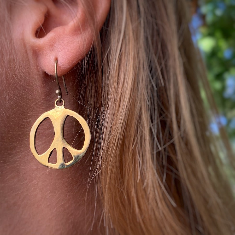 PEACE symbol Brass Earrings