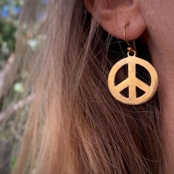 PEACE symbol Brass Earrings