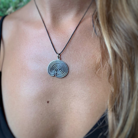 Hopi Labyrinth Necklace Silver Pendant