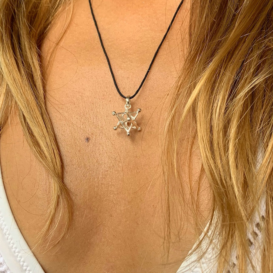 Merkaba Silver Pendant Tantric Star Sacred Geometry Necklace