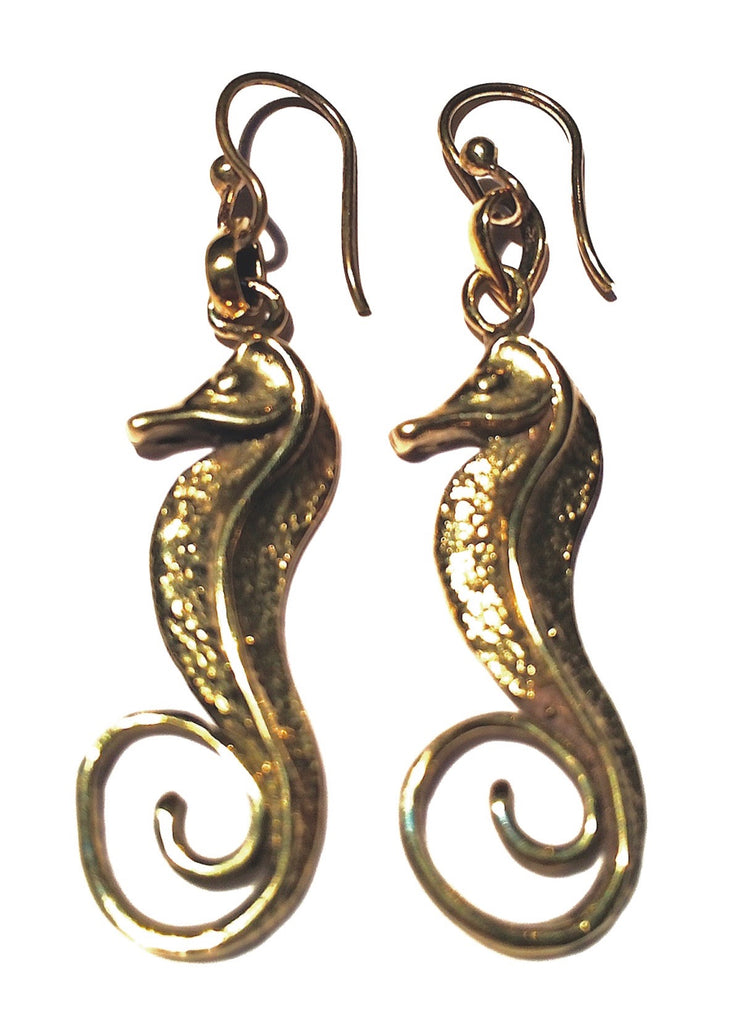 Seahorse brass earrings