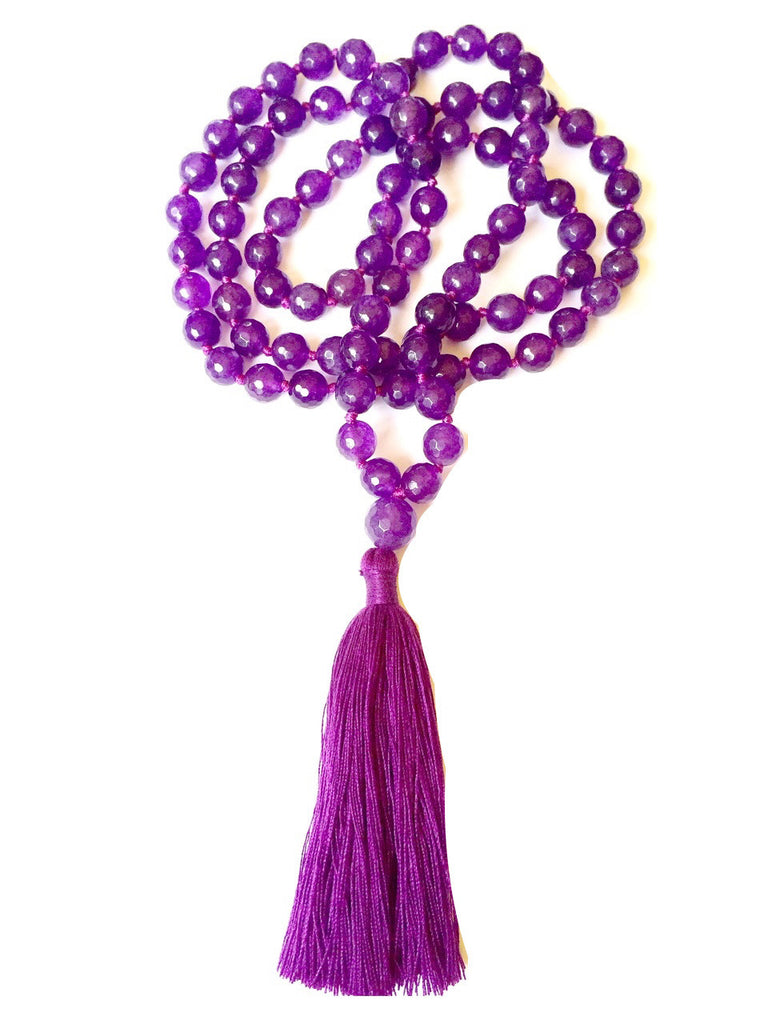 Mala prayer Beads yoga necklace handmade from Amethyst spirit element