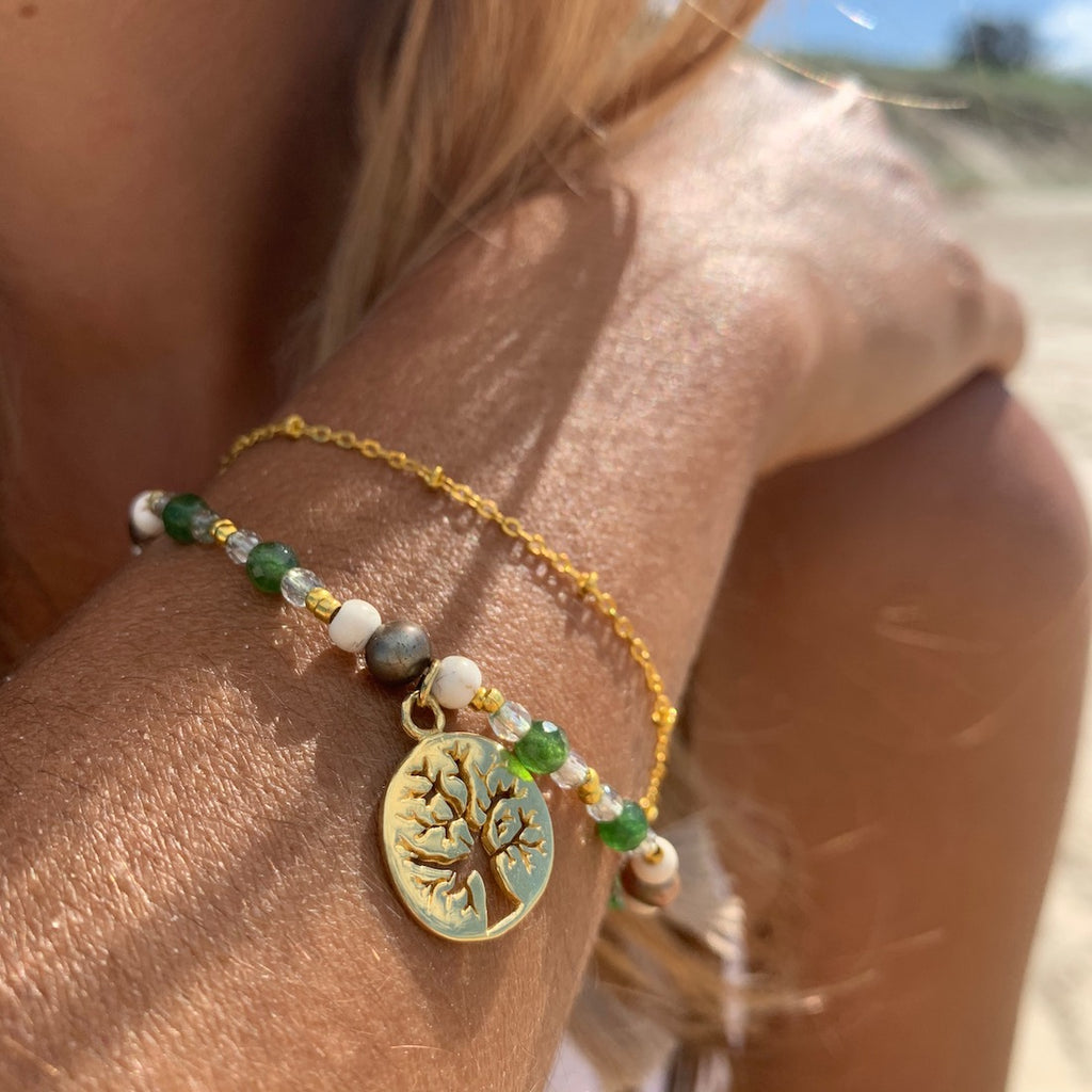 Tree Of Life yoga charm bracelet healing gemstones