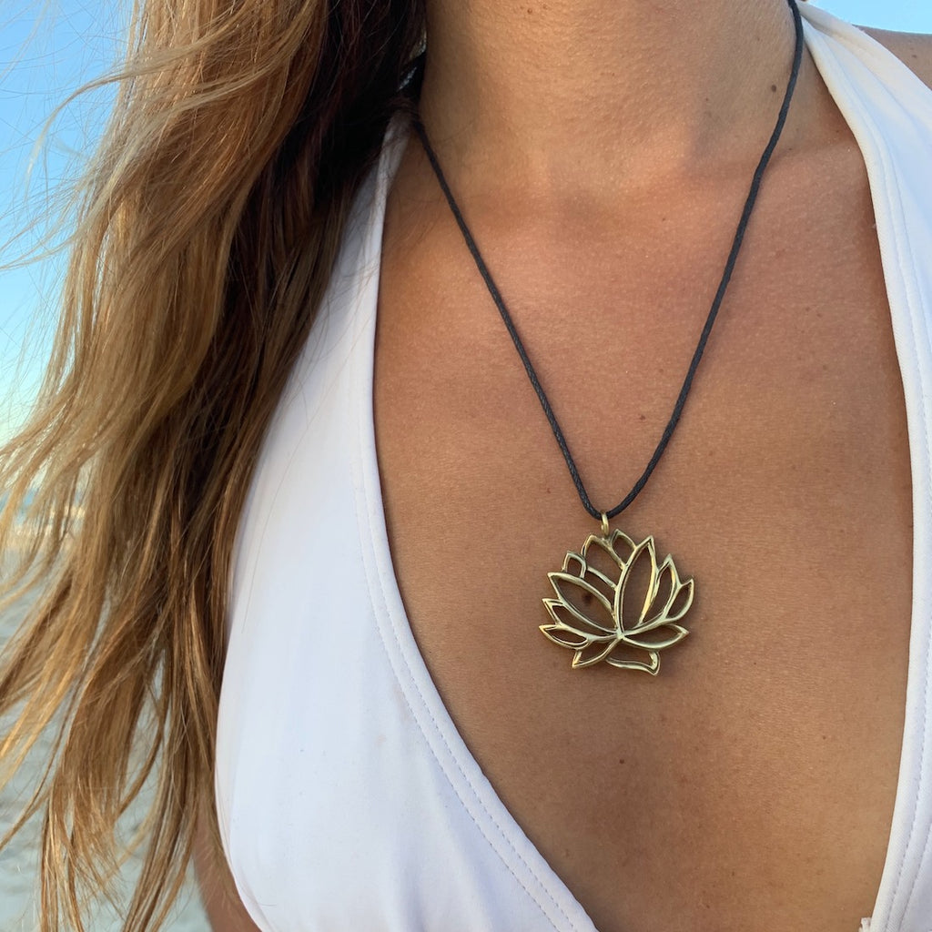 Lotus Necklace brass pendant