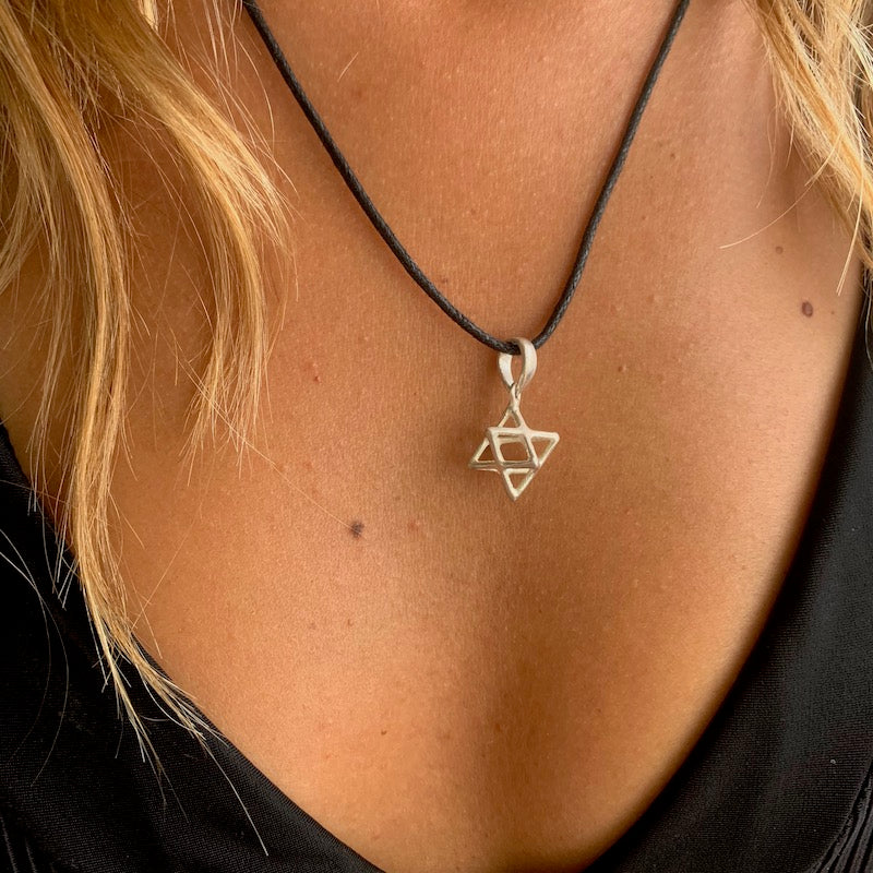 Merkaba Silver Pendant Tantric Star sacred geometry necklace